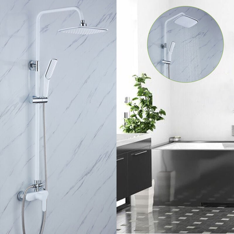 Douche à effet pluie Système de douche Robinetterie de douche blanche Barre de douche Céramique