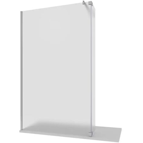 Douche à l'italienne 80cm + Porte de douche pivotante 30cm Verre opaque 8mm avec traitement anti-calcaire Profilés aluminium chromé h200 - Mod. réversible Keros