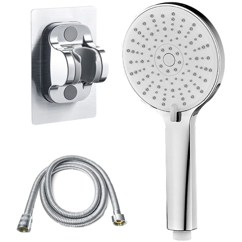 Douche à main, grand panneau de 4,7 pouces, douche à main à économie d'eau, 5 modes de pulvérisation d'eau réglables, avec support sans poinçonnage