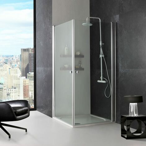 CABINE DE DOUCHE CARRÉE DEUX PORTES DE 90 CM VERRE TRANSPARENT CRISTAL