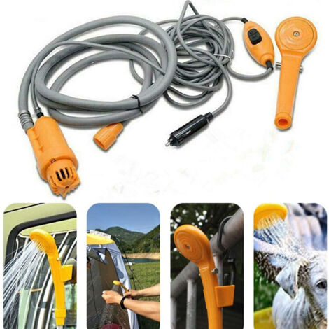 Douche/baignoire de voiture extérieure, allume-cigare portable 12V pour une utilisation en extérieur, camping-cars autonomes et voitures.