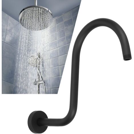 [Douche Bras] Bras de Douche S Gooseneck Extension Arm en Acier Inoxydable Noir pour tête de Douche 1/2 NPT Home233 et Couverture Décorative