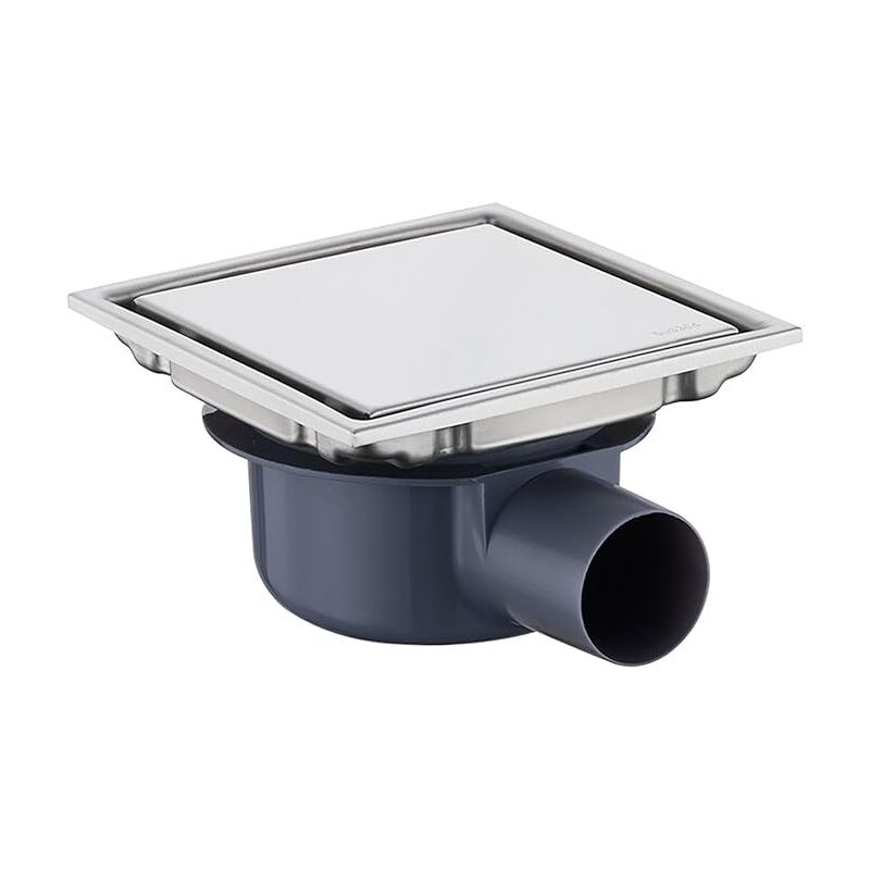 Linghhang - Douche Carré Bonde de Douche, Siphon de Sol Anti-Odeur, Invisible, Utilisable en Positif et Négatif, Double Filtration, Peut être Carrelé