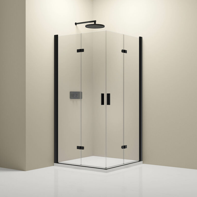 Paroi de douche d'angle verre 8mm Cabine de douche intégrale Parre douche 2 portes pliantes angle - NT213 - Toutes tailles & couleurs dispo - 80cm,