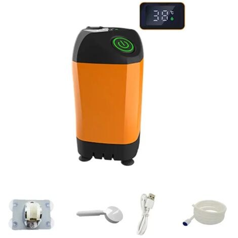 Douche de camping extérieure (affichage numérique) étanche IPX7 orange avec pompe de douche électrique portable et affichage numérique pour la randonnée, les voyages et l'abreuvement des animaux domes