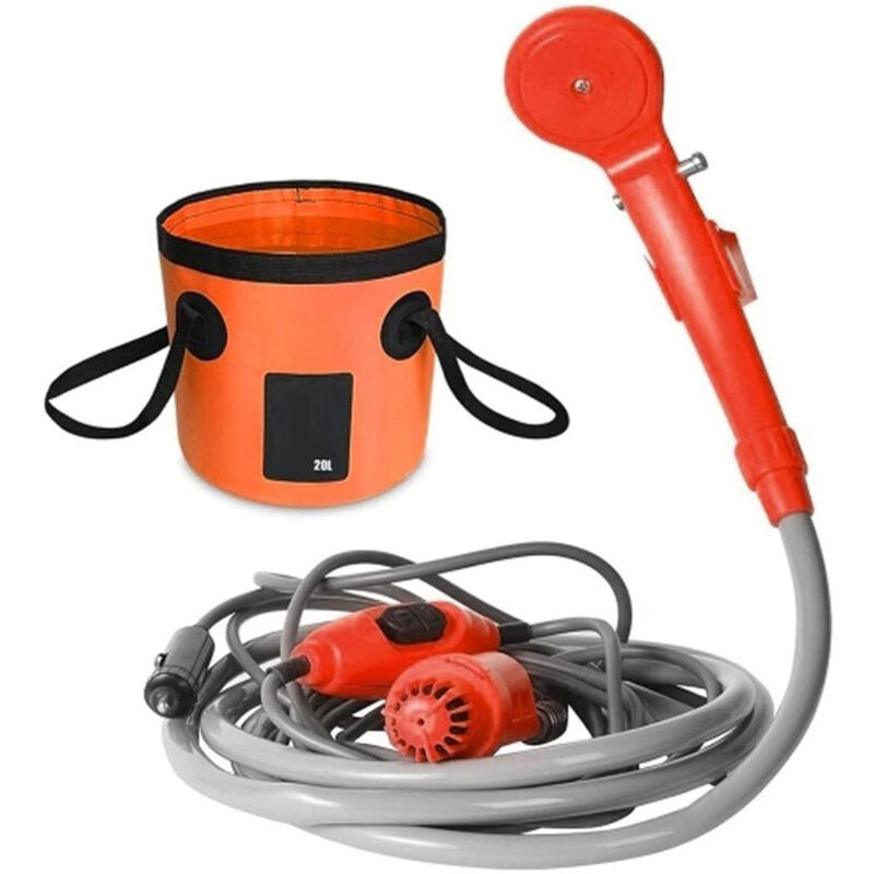 Lifcausal - Portable Camping douche, outdoor Handheld pomme de douche 12V voiture plug voiture pompe de douche Camping pomme de douche kit pour la