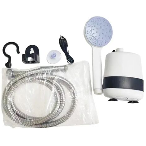 Douche de camping (noire) Douche électrique portable d'extérieur, compacte et rechargeable, alimentée par batterie