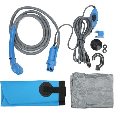 Douche de camping portable 12 V, seau pliable, capacité 20 L, multi-usages : randonnée, lavage de voiture, bain d'animaux.