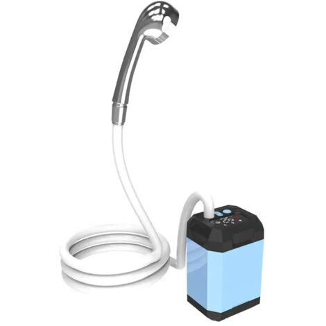 Douche de camping portable (5400 mAh, 1 mode, bleue) - Pompe de douche électrique rechargeable pour l'extérieur - Grande capacité - Idéale pour la randonnée et les voyages