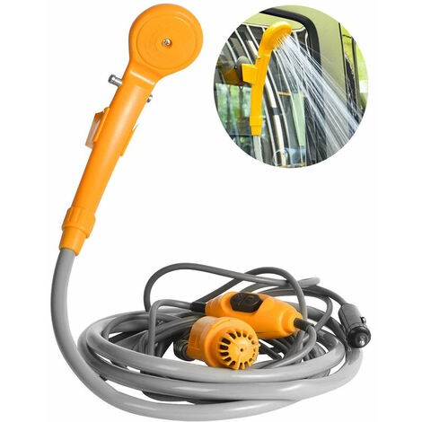 Douche de camping portable avec 12 V, pour allume-cigare, douchette à main externe avec pompe submersible pour les voyages, les randonnées, les voyages en voiture，HANBING