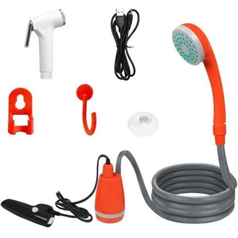Douche de camping Portable - Batterie rechargeable - 3 l/min - Câble 2 mètres