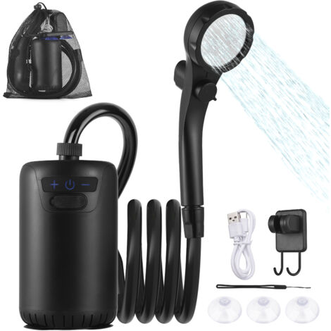 Douche de camping portable, douche électrique extérieure avec affichage de la température pour le camping et la randonnée