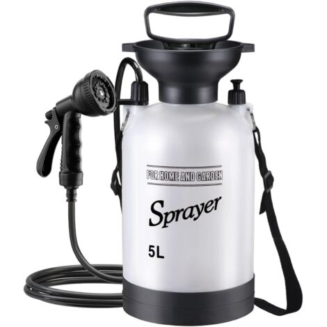 Douche de Camping Portable, Douche Portable 5L avec 10 Modes tête de pulvérisateur et Tuyau 9, 84 Pieds pour Jardin randonnée randonnée