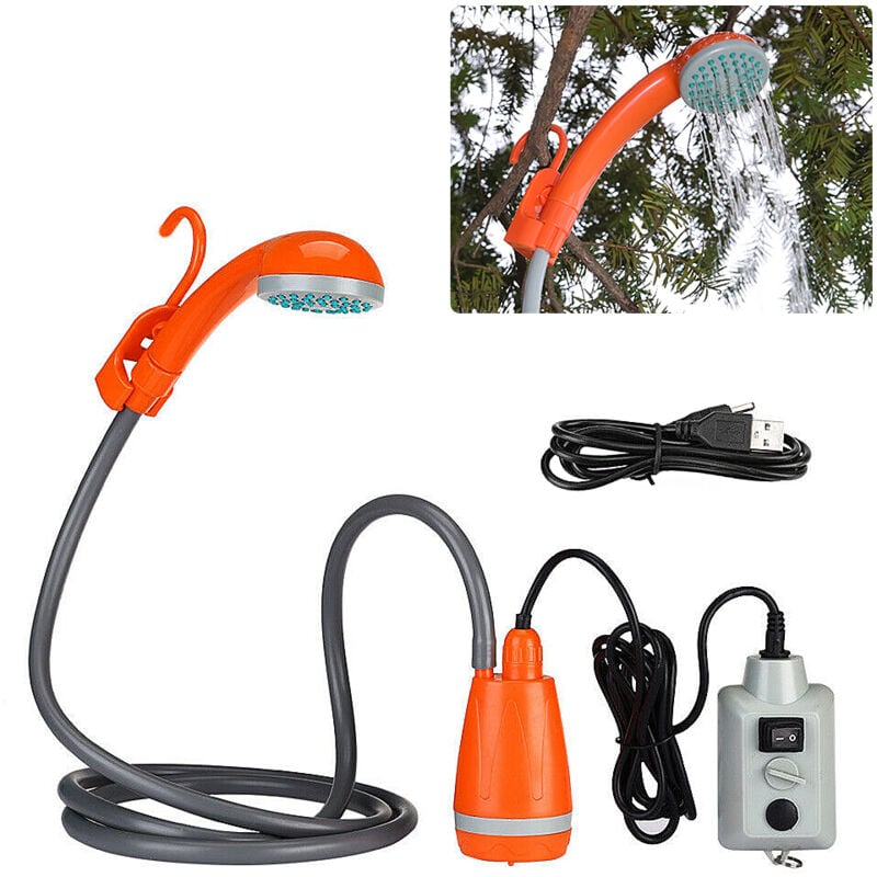 Lifcausal - Douche de Camping Portable, pompe de douche de Camping en plein air, pomme de douche Rechargeable pour Camping randonnée,orange