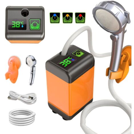 Douche de Camping Portable   Pompe de Douche électrique Extérieure, Affichage Intelligent de la Température - 7800mAh