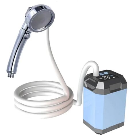 Douche de camping portable sans fil (9000 mAh, 3 modes BL) - Pompe de douche électrique d'extérieur rechargeable avec affichage numérique - Outil de bain idéal pour les voyages.