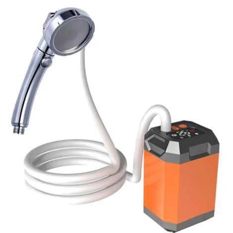 Douche de camping portable sans fil (9000 mAh, 3 modes C) - Pompe de douche électrique d'extérieur rechargeable avec affichage numérique - Outil de bain idéal pour les voyages.