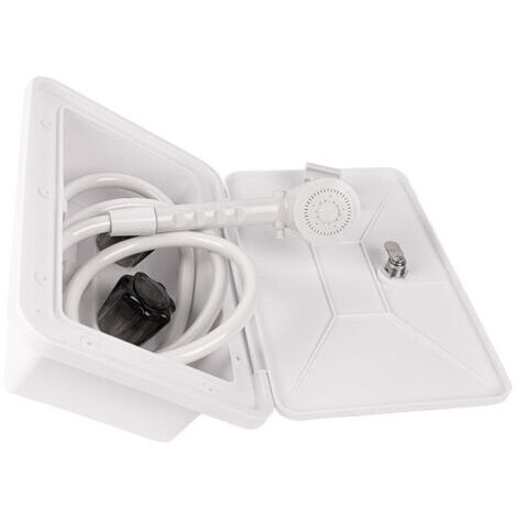 Douche de camping, salle de douche extérieure pour camping-car, interrupteur chaud et froid, pomme de douche, caravane, adaptée au jardin, à la plage, au camping, aux voyages/Blanc