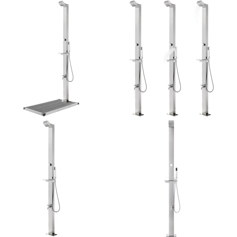 Douche de jardin avec base gris 225 cm Acier inoxydable - douche de jardin - douches de jardin - Home & Living