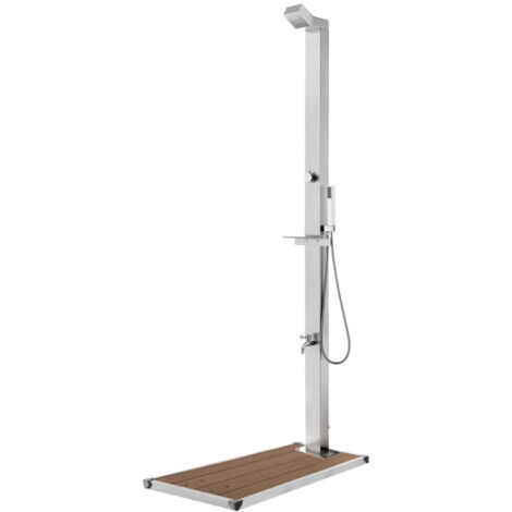 Douche de jardin avec base marron 225 cm Acier inoxydable