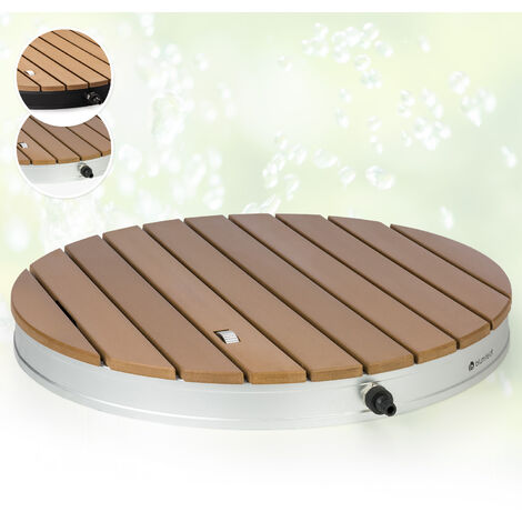 Douche de jardin - Blumfeldt Sumatra Breeze RD - WPC aluminium Ø 70.4cm - Douche d'extérieur - Base antidérapante - Design rond - white