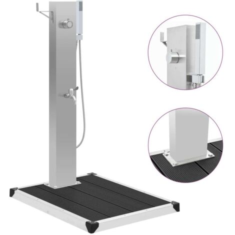 Douche de jardin Douche de salle de bain - avec receveur de douche WPC Acier inoxydable BV112586 - BonneVie