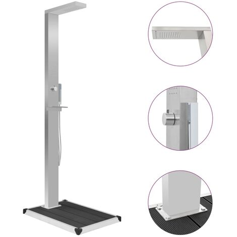 Douche de jardin Douche de salle de bain - avec receveur de douche WPC Acier inoxydable BV303290 - BonneVie