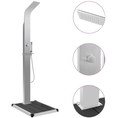 Douche de jardin Douche de salle de bain - avec receveur de douche WPC Acier inoxydable BV538235 - BonneVie