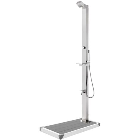 Douche de jardin Douche d'extérieur  avec base gris 225 cm Acier inoxydable 18997