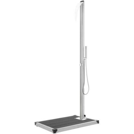 Douche de jardin Douche d'extérieur  avec base gris 225 cm Acier inoxydable 84242