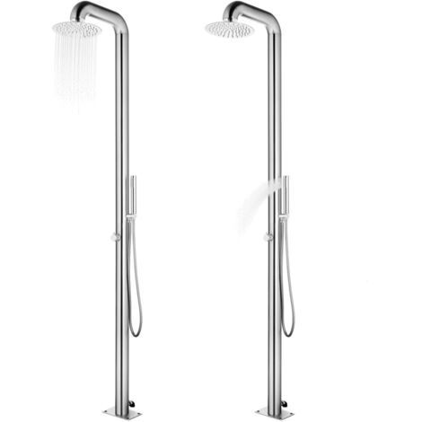 Douche de jardin Douche d'extérieur  avec base gris 230 cm Acier inoxydable 53840