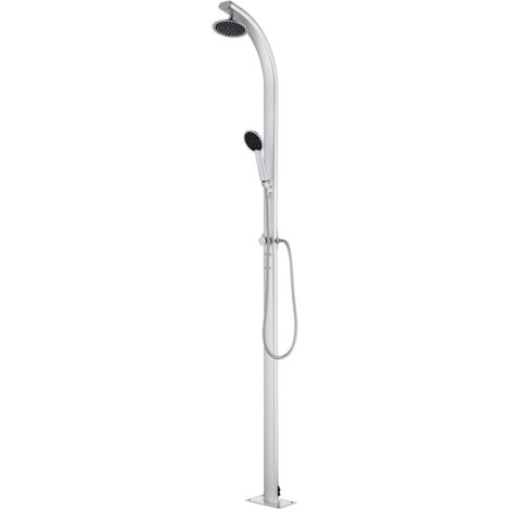 Douche de jardin Douche d'extérieur Douche à chauffage avec robinetterie 215 cm Aluminium BXZ3415