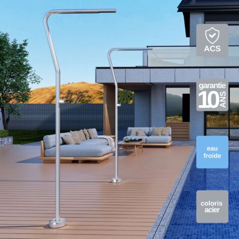 Douche de piscine Nevada en Acier Inox.S316 – Tête Ø42mm /Corps Ø42mm/H. 2,18m – Garantie 10 ans - POOLIMEX
