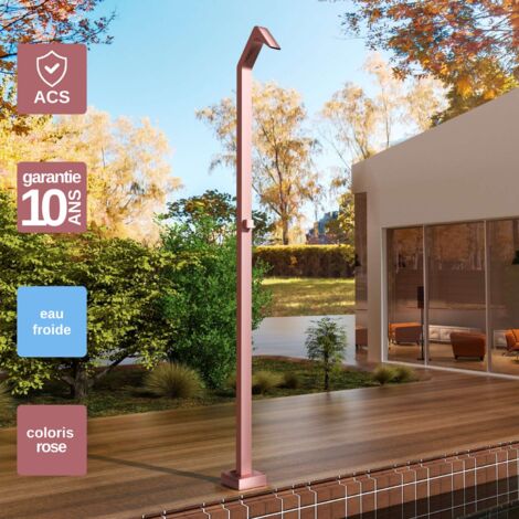 Douche de piscine Niagara en Acier Inox.S316 Rose Corail – Tête 60x45mm /Corps 60x45mm/H. 2,18m – Garantie 10 ans - POOLIMEX