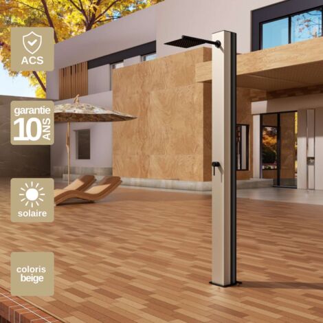 Douche de piscine Phoénix en Acier Inox.S316 Moka - Solaire – Tête 25x25cm /Corps 20x20cm/H.2,21m – POOLIMEX