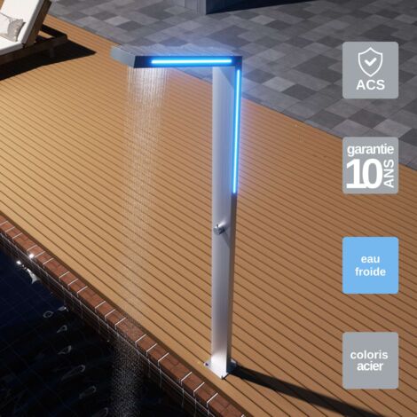 Douche de piscine Sense Éclairage Led en Acier Inox.S316 – Tête 54mm /H. 2,07m – Garantie 10 ans - POOLIMEX