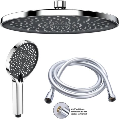 Douche de tête, raccords filetés 1/2", douche ronde 255 mm, s