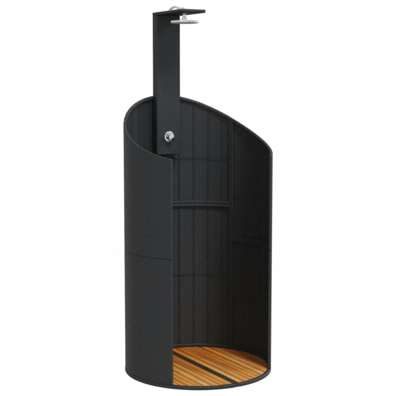 Helloshop26 - Douche d'extérieur 100 x 100 x 241,5 cm poly rotin bois acacia Black