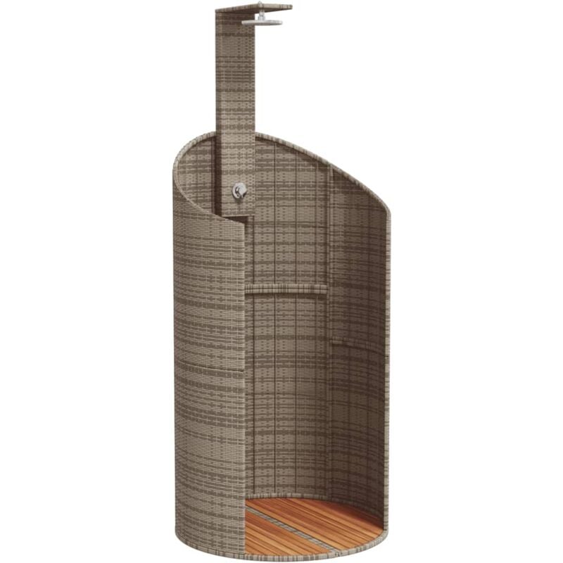 Helloshop26 - Douche d'extérieur 100 x 100 x 241,5 cm poly rotin bois acacia gris