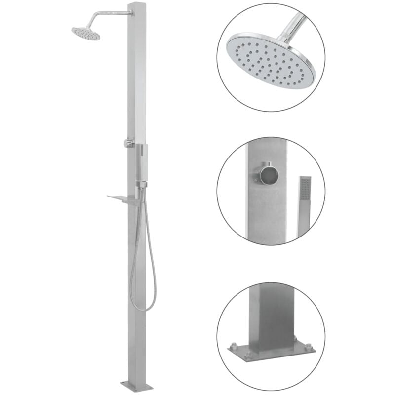Douche d'extérieur Acier inoxydable Droit Vidaxl