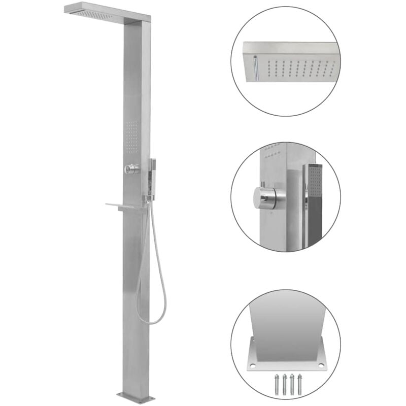 Douche d'extérieur Acier inoxydable Carré vidaXL