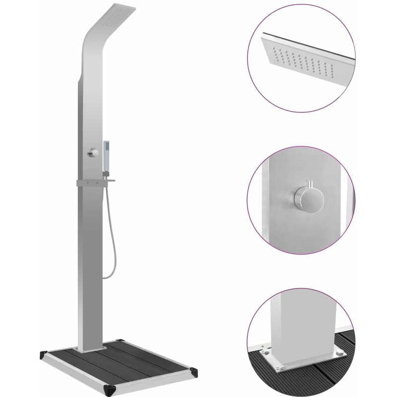 Asupermall - inlife Douche d'extérieur avec receveur de douche wpc Acier inoxydable - 0