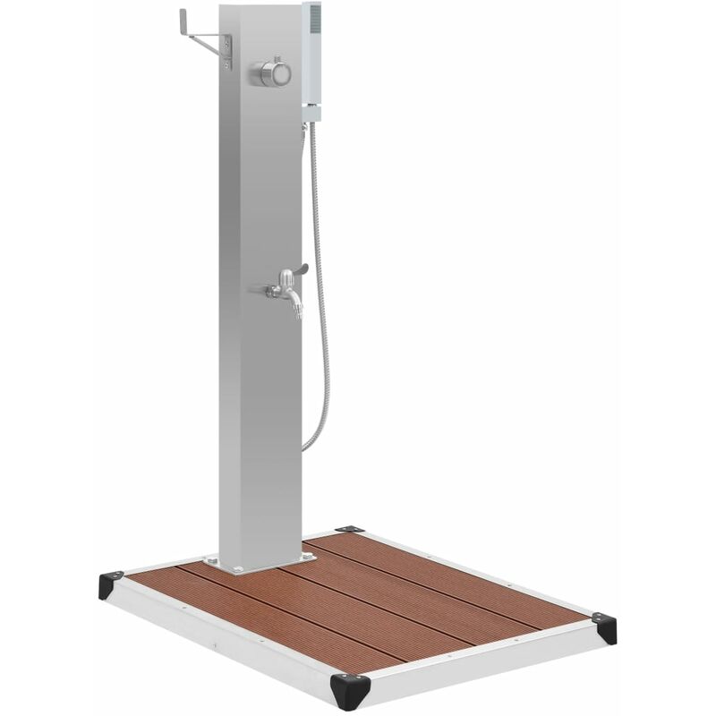 Douche d'extérieur avec receveur de douche WPC Acier inoxydable