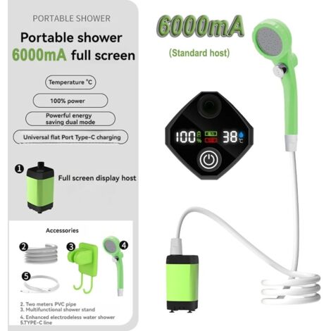 Douche électrique sans fil extérieure 6000mAh, pomme de douche Portable, artefact de bain, dortoir de voyage, pompe à eau de bain