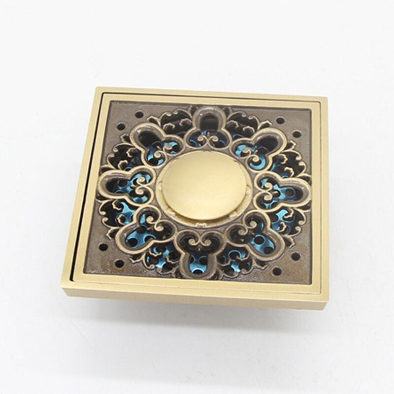 Shining House - Douche en Laiton Carré Machine à Laver Drain de Douche avec Grande Calibre Anti Odeur Anti Encrassement Siphon de Sol,cuivré,10104.5cm