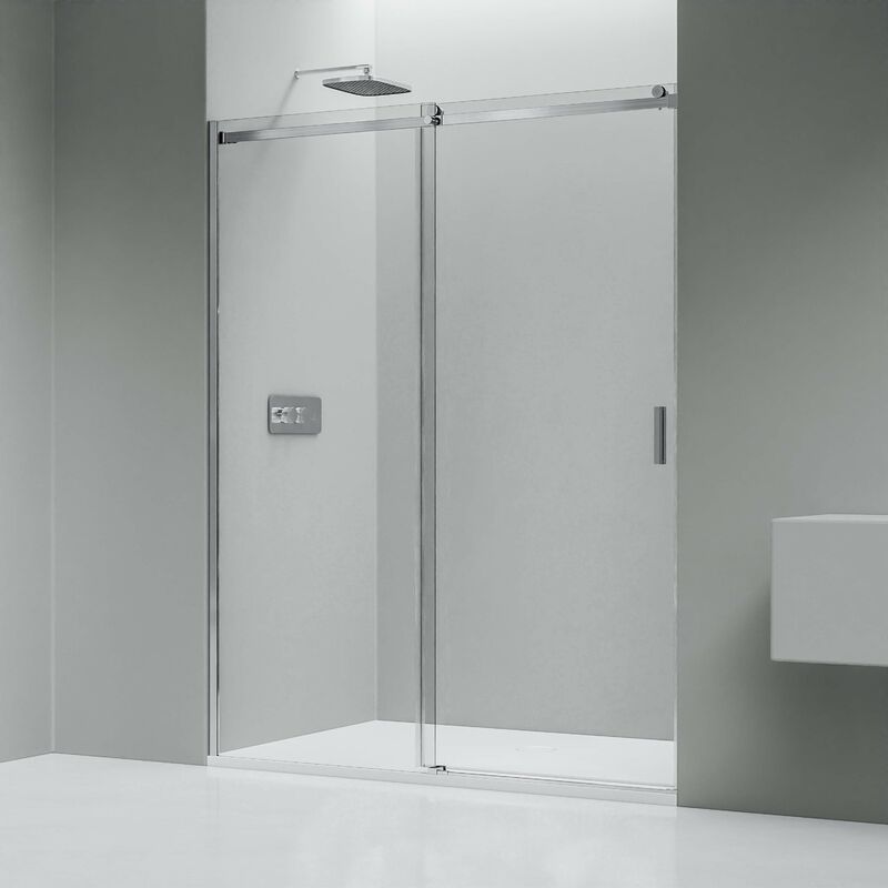 Bernstein - Paroi de douche Chrome verre sécurité Cabine de douche en niche étanche Parre douche porte coulissante - Largeur au choix - NT806 1400mm,