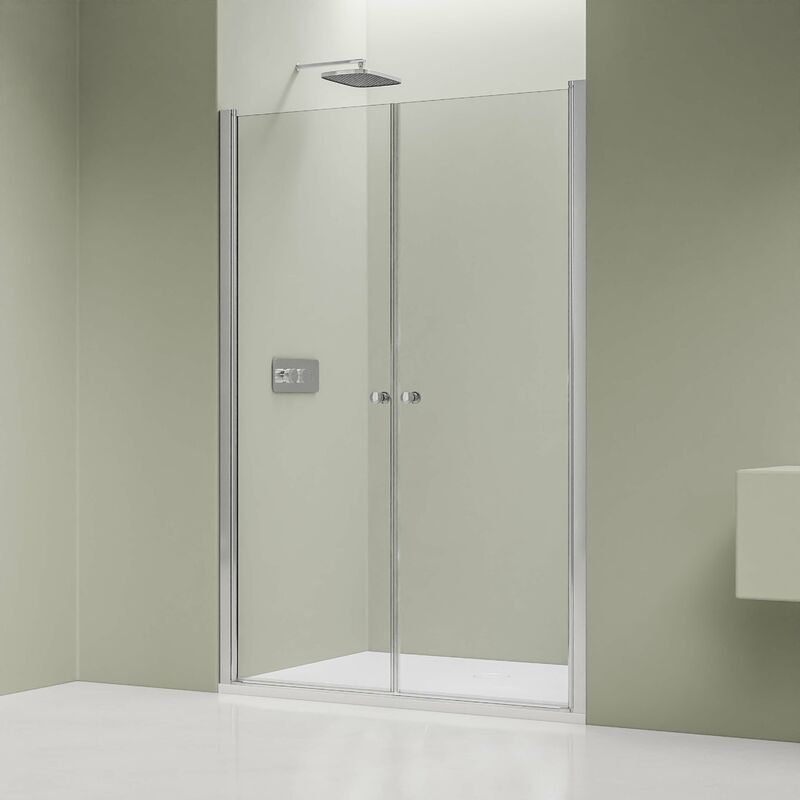 Paroi de douche en verre 6mm Cabine de douche niche Parre douche encastrée 2 portes battantes - Toutes largeurs & couleurs dispo - Chrome, 840mm