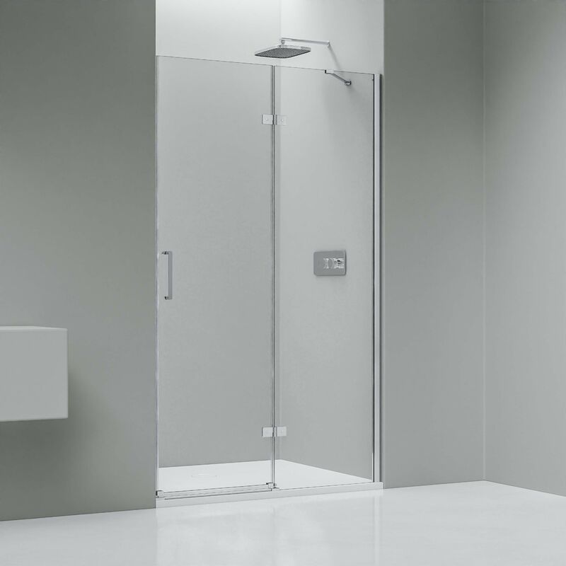 Paroi de douche Chrome en niche verre 8mm Cabine de douche niche Parre douche encastrée porte battante - Toutes largeurs dispo - 1000mm - Bernstein
