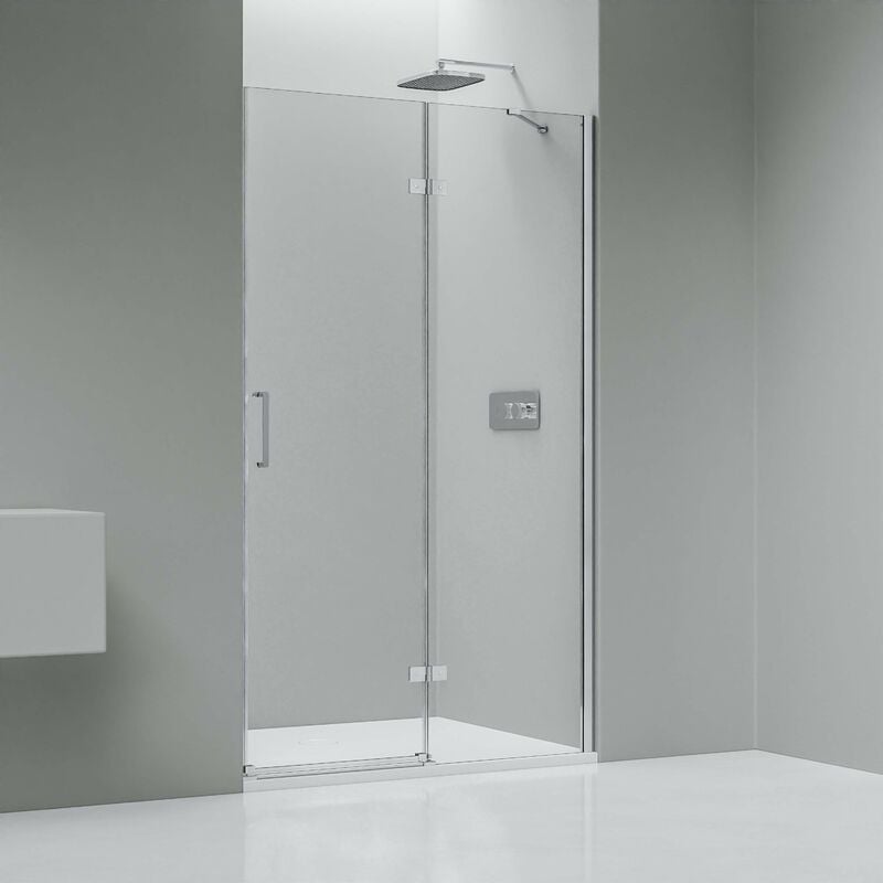 Paroi de douche Chrome en niche verre 8mm Cabine de douche niche Parre douche encastrée porte battante - Toutes largeurs dispo - 900 mm - Bernstein