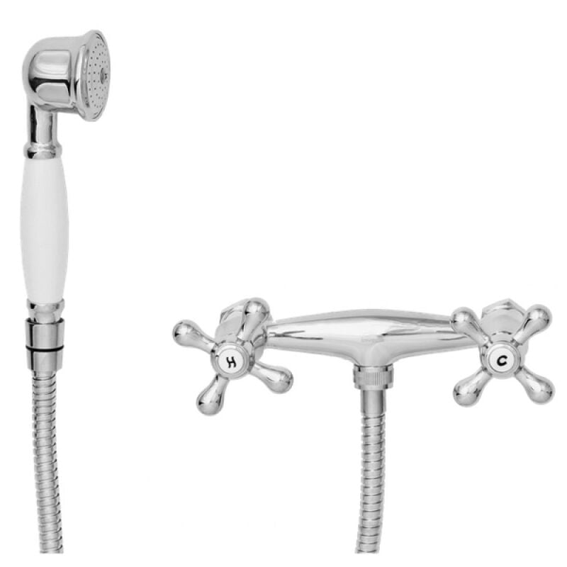 Invena - Tête de douche avec mitigeur mural en kit Manche en laiton plaqué
